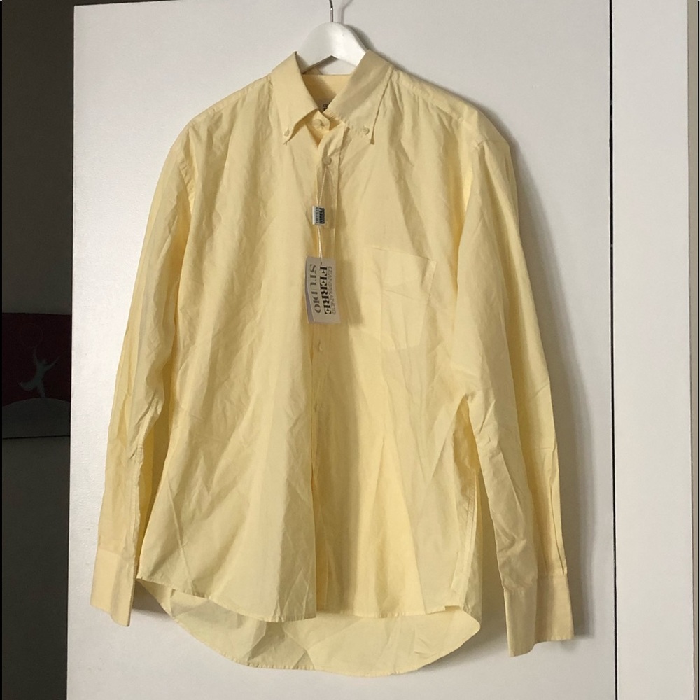NWT Gianfranco Ferre Studio yellow cotton shirt